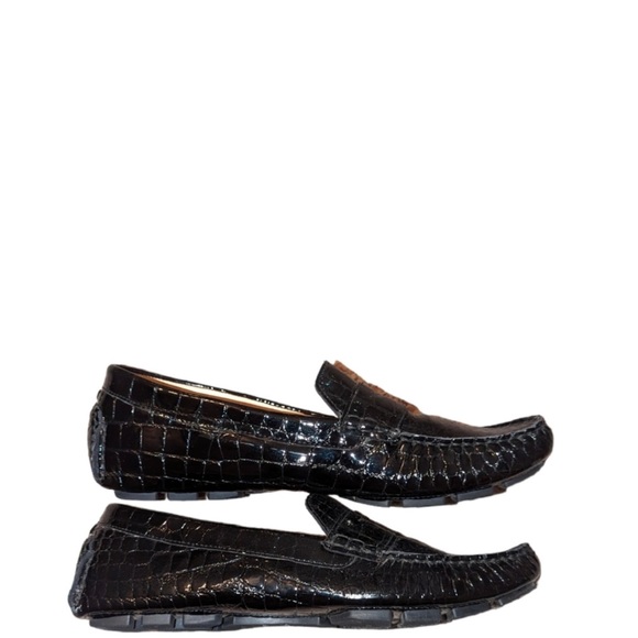 Cole Haan Nike Air Black Croc Patent Leather Slip On Loafers 10.5 AA - Picture 2 of 8
